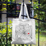 Charlotte Love Locator | City Map Wedding Welcome Tote Bag<br><div class="desc">A fun tote bag for a wedding or any other occasion taking place in the beautiful city of Charlotte, North Carolina. This tote features an overhead map of the city centre inside a black-bordered box framer. On the top sits a short welcome greeting and the name of the city. On...</div>