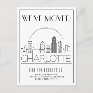 Charlotte Modern Deco Change of Address Announcement Postcard