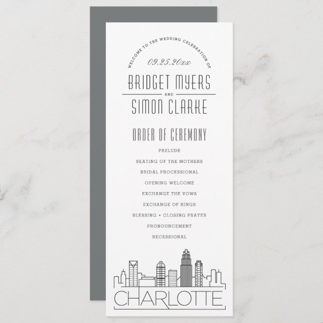 Charlotte | Modern Deco Wedding Program Invitation (Front/Back)