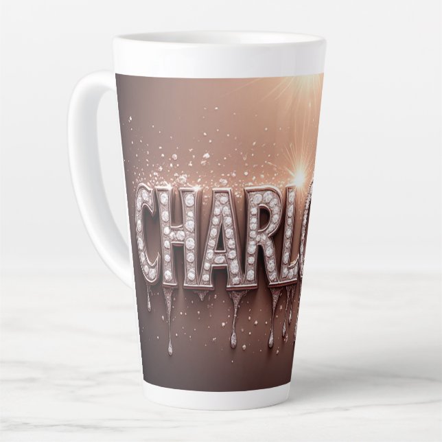 Charlotte Name in Dripping Gold Latte Mug (Left Angle)