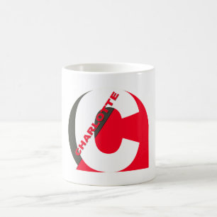 CHARLOTTE NAME PINK WHITE GREY COFFEE MUG
