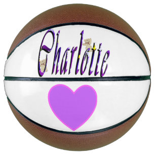 Charlotte Name With Teddy And Heart Basketball