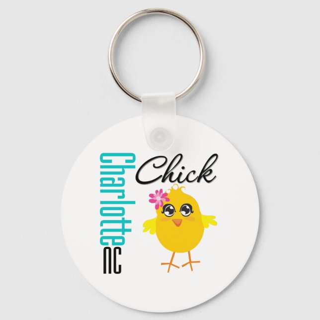 Charlotte NC Chick Key Ring (Front)
