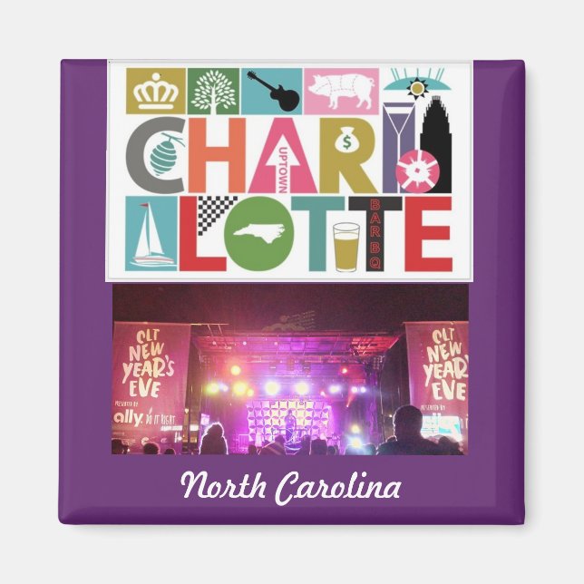 Charlotte NC North Carolina Square magnet (Front)