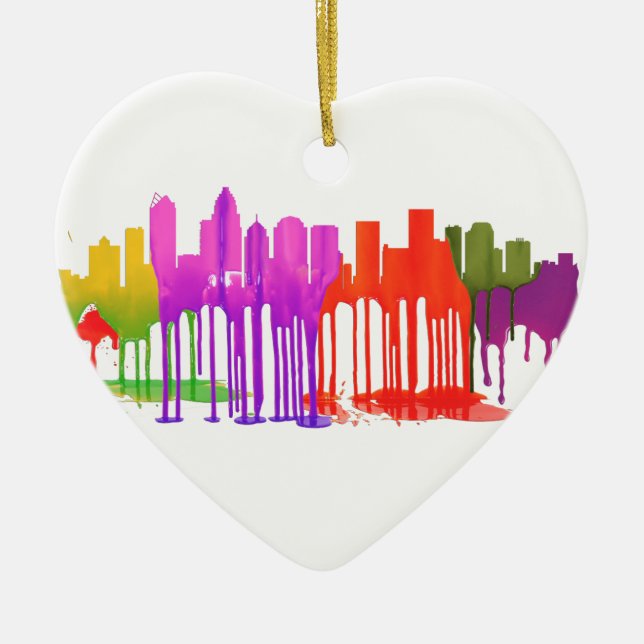 CHARLOTTE NC PUDDLES - CERAMIC TREE DECORATION (Front)