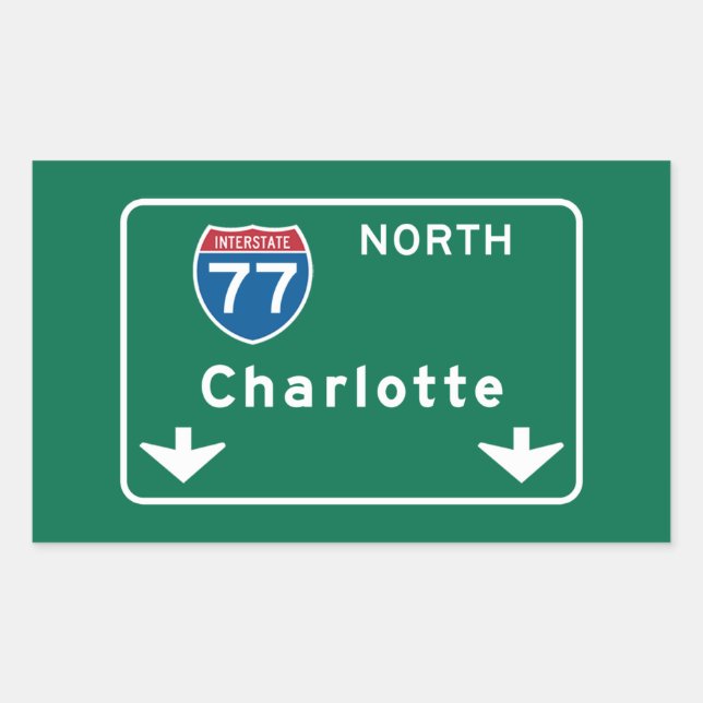 Charlotte, NC Road Sign Rectangular Sticker (Front)