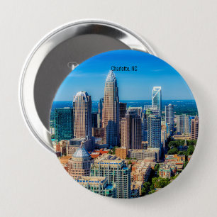 Charlotte, NC skyline photograph 10 Cm Round Badge