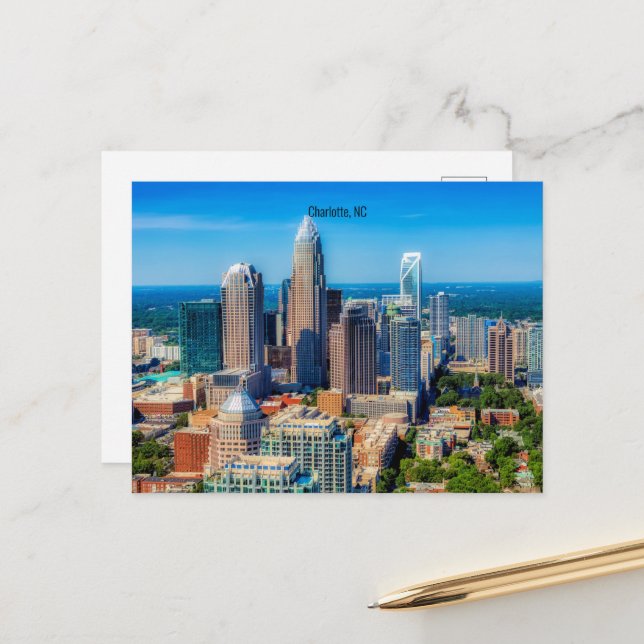 Charlotte, NC skyline photograph Postcard (Front/Back In Situ)