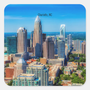 Charlotte, NC skyline photograph Square Sticker