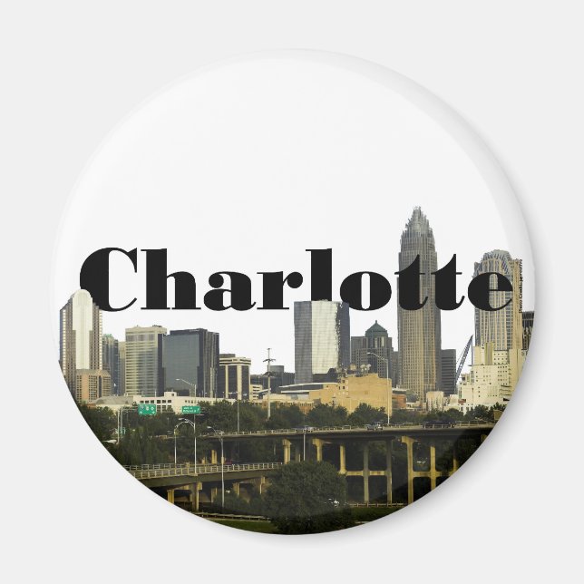 Charlotte NC Skyline with Charlotte in the Sky Magnet (Front)