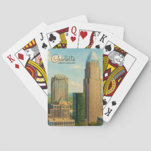 Charlotte NC Watercolor Skyline Travel  Playing Cards