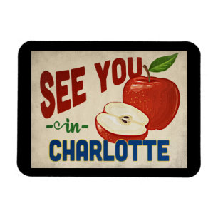Charlotte North Carolina Apple - Vintage Travel Magnet