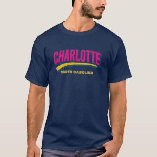Charlotte North Carolina Bold City Design – Retro T-Shirt