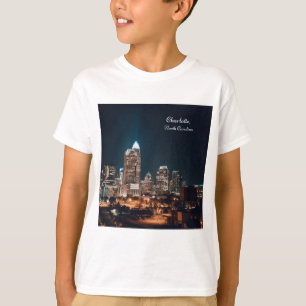Charlotte North Carolina City Skyline Night T-Shirt