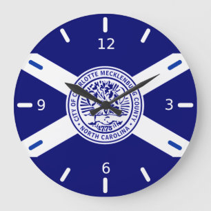 Charlotte (North Carolina) flag Large Clock