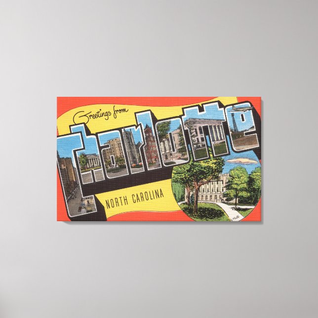 Charlotte, North Carolina - Large Letter Scenes Canvas Print (Front)