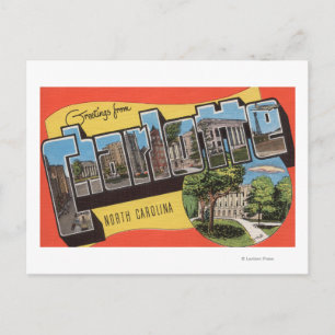 Charlotte, North Carolina - Large Letter Scenes Postcard