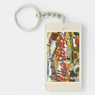 Charlotte North Carolina NC Old Vintage Postcard- Key Ring