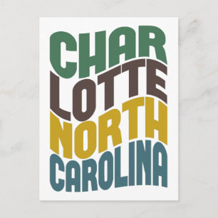 Charlotte North Carolina Retro Wave Postcard