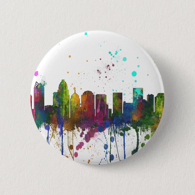 CHARLOTTE, NORTH CAROLINA SKYLINE 6 CM ROUND BADGE (Front)