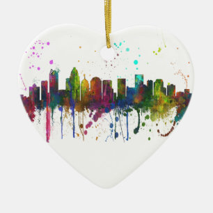 CHARLOTTE, NORTH CAROLINA SKYLINE CERAMIC TREE DECORATION