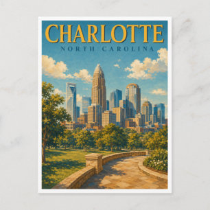 Charlotte North Carolina Skyline GeoSaga Postcard
