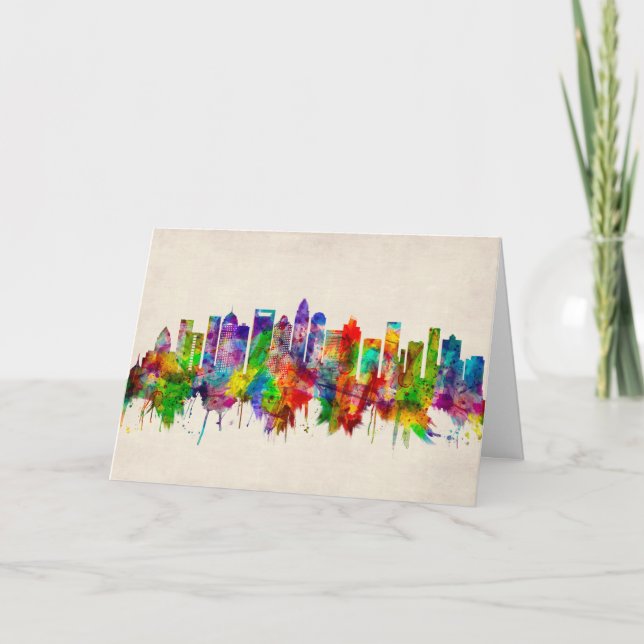 Charlotte North Carolina Skyline Holiday Card (Front)