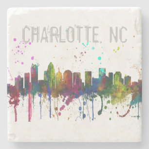 CHARLOTTE, NORTH CAROLINA SKYLINE STONE COASTER