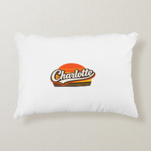 Charlotte Retro Sunset Personalized Name Design Decorative Cushion