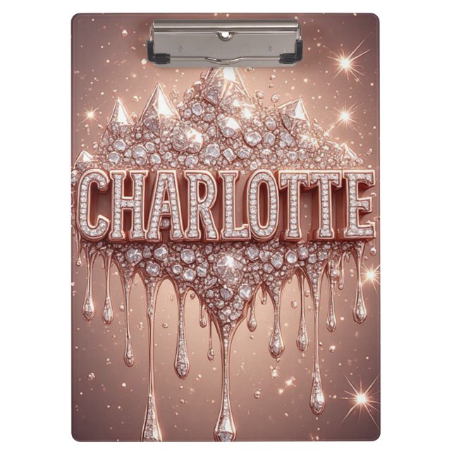🌸Charlotte Rose Gold Glitter Name Notes🌸 Clipboard (Front)