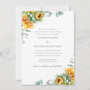 Charlotte Rustic Sunflowers Vintage Wedding Invitation