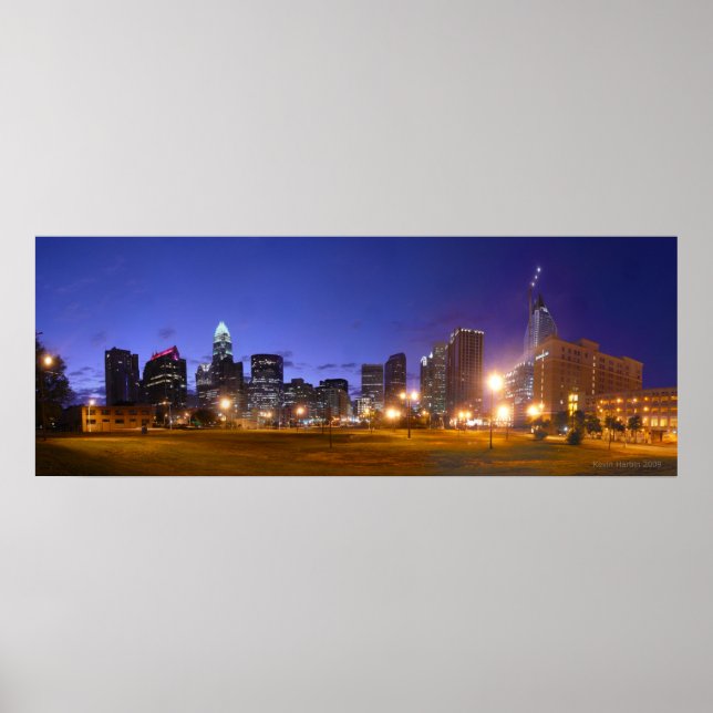 Charlotte Skyline Dawn - full @ 49.5x18.5 Poster (Front)