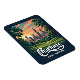 Charlotte Skyline Sunset – North Carolina Magnet