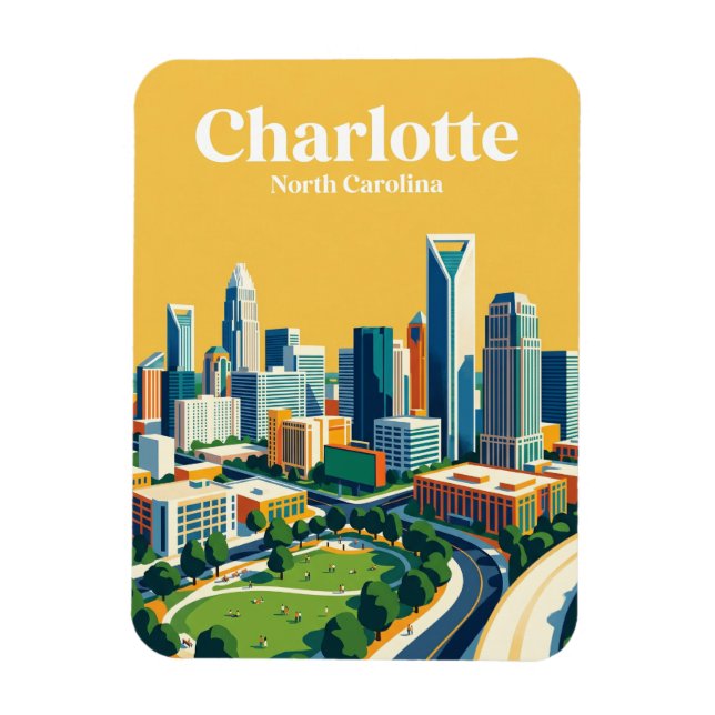 Charlotte Skyline USA Magnet (Vertical)