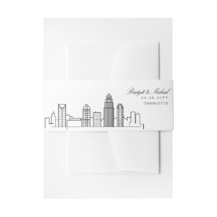 Charlotte Skyline Wedding Invitation Belly Band