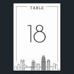Charlotte Skyline Wedding | Table Number<br><div class="desc">A unique wedding table number cards for a marriage taking place in the beautiful city of Charlotte, North Carolina. It features a simplified table number resting above a stylised version of the famous city's unique skyline. This item is part of a larger multi-piece collection with items tailored to before, the...</div>