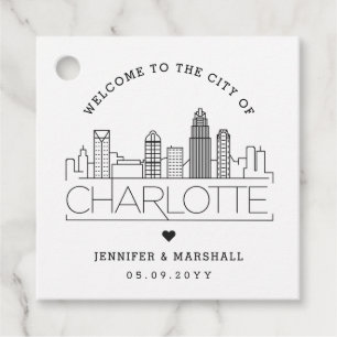 Charlotte Skyline   Wedding Welcome Favour Tags