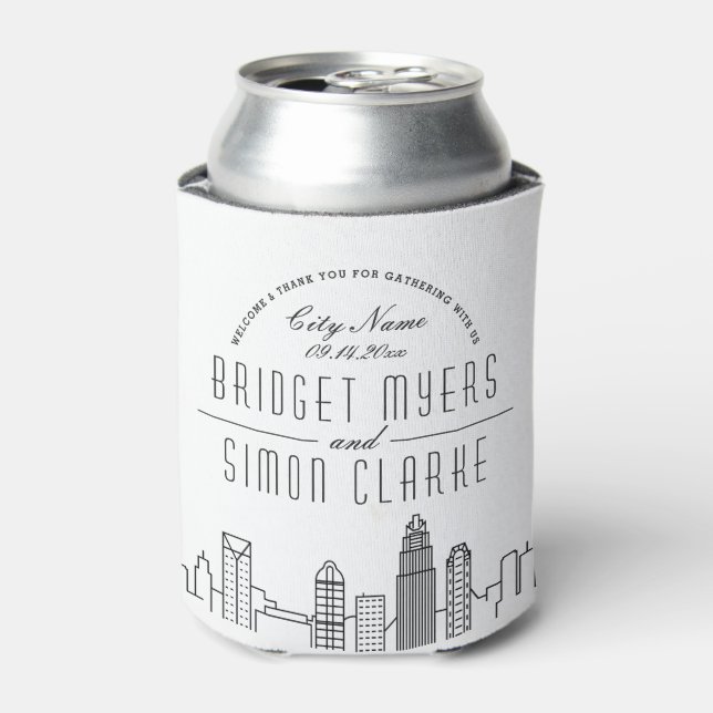 Charlotte Stylised Skyline | Wedding Can Cooler (Can Front)