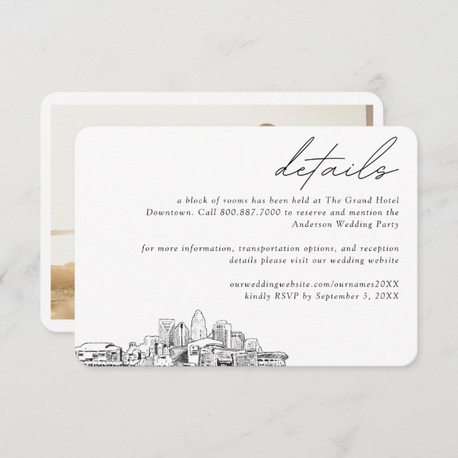 Charlotte Wedding Hotel Room Block Details Enclosure Card (Front/Back)