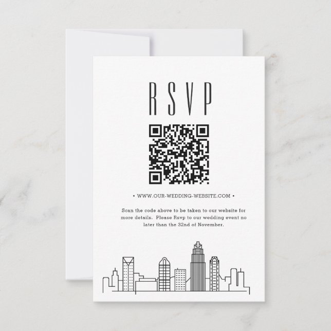 Charlotte Wedding QR code RSVP Card (Front)