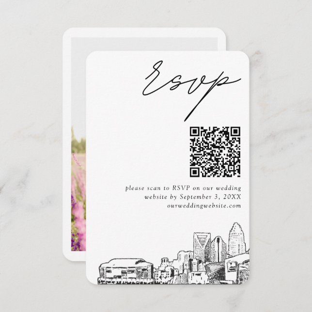 Charlotte Wedding RSVP QR Code Small Enclosure Card (Front/Back)