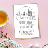 Charlotte Wedding | Stylised Skyline Invitation