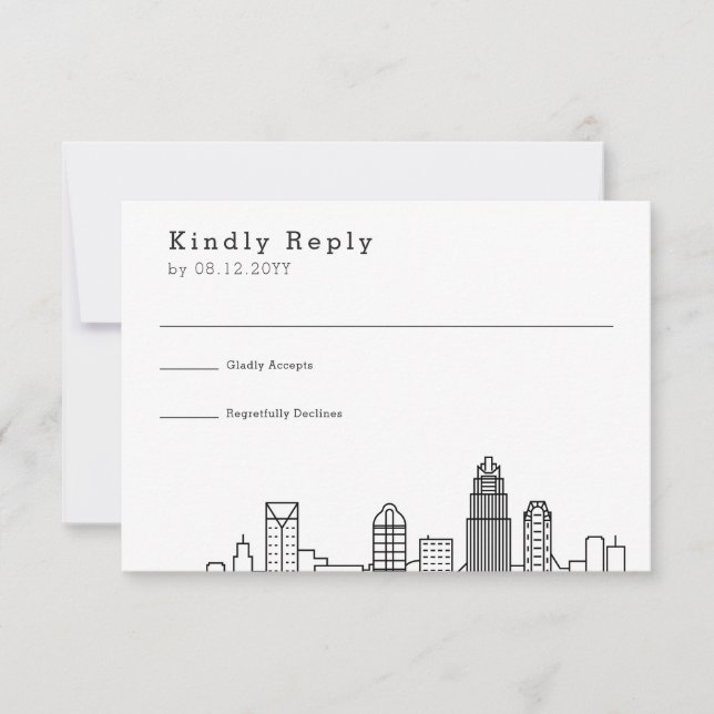 Charlotte Wedding | Stylised Skyline RSVP Card (Front)