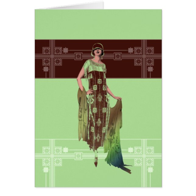 CHARLOTTE'S SHAWL, 1920s Fashion in Green & Brown (Front)