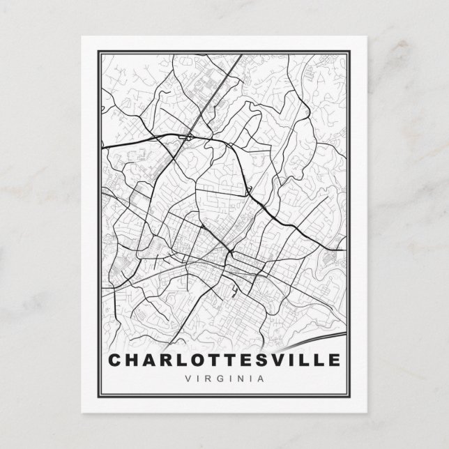 Charlottesville Map Postcard (Front)