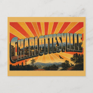 Charlottesville VA Blue Ridge River Downtown Art Postcard