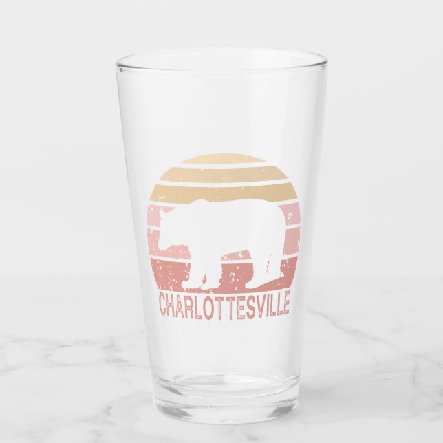 Charlottesville Virginia Retro Bear Glass (Front)
