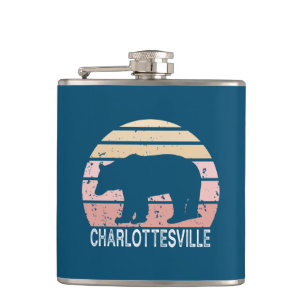Charlottesville Virginia Retro Bear Hip Flask