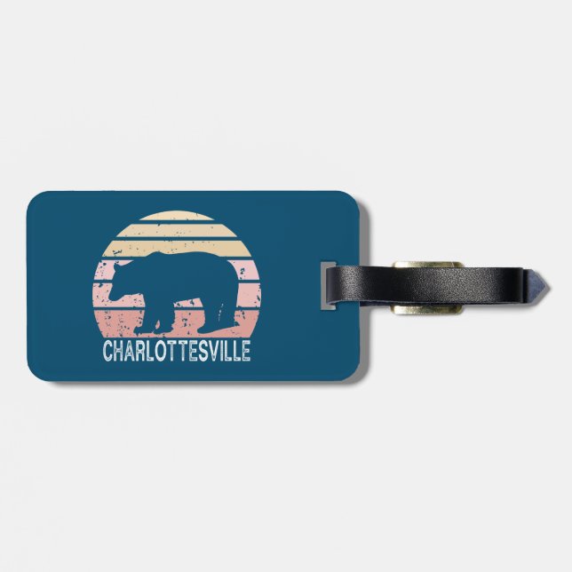 Charlottesville Virginia Retro Bear Luggage Tag (Back Horizontal)