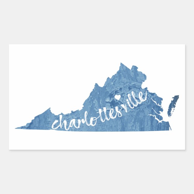 Charlottesville Virginia Wood Plaque Rectangular Sticker (Front)